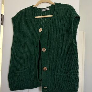 Zenana Outfitters Dark Green Knit Cardigan Vest